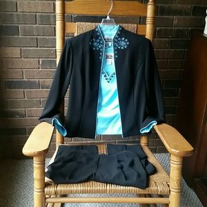 Sheri Martin Tiffany blue & black 3 Piece pant set, size 6